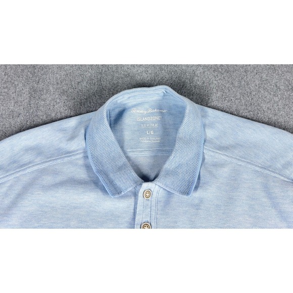 Tommy Bahama Polo Island Zone Shirt Mens L Blue Supima Cotton‎ Blend Red Marlin - Picture 2 of 5